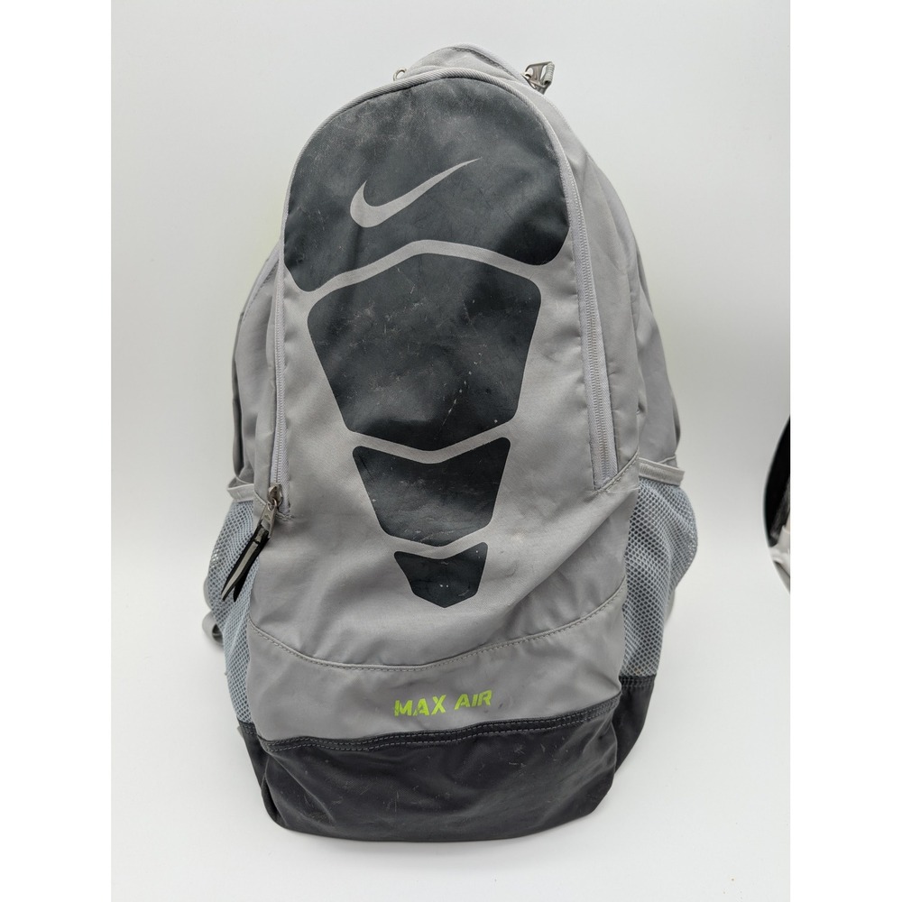 Nike Max Air Vapor Backpack Grey Black Neon Yellow Padded Straps BA4883-075